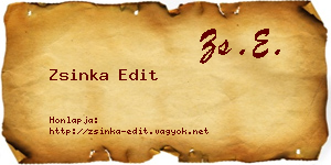 Zsinka Edit névjegykártya